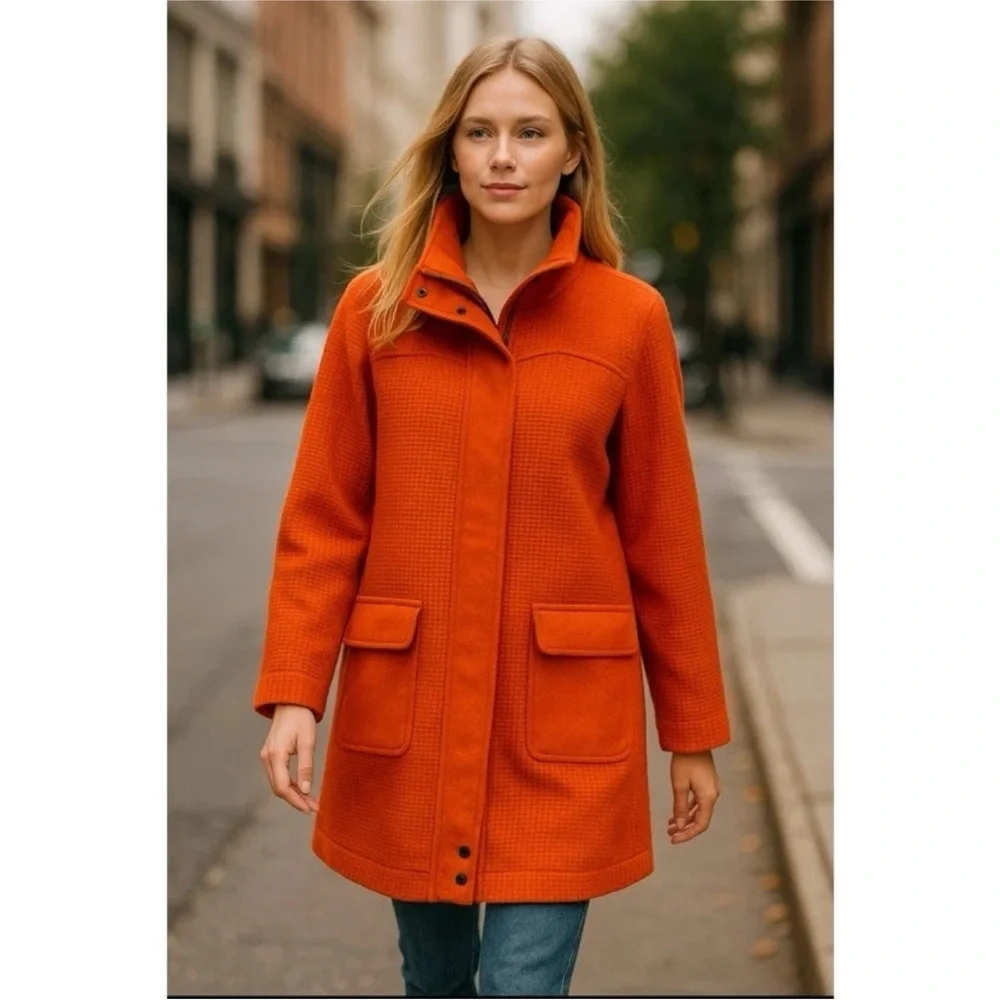 Lauren Ralph Lauren Womens Knit Sweater Coat Orange size 1X Full Zip‎ Button